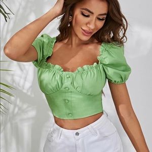 Frill Trim Bottom Milkmaid Top